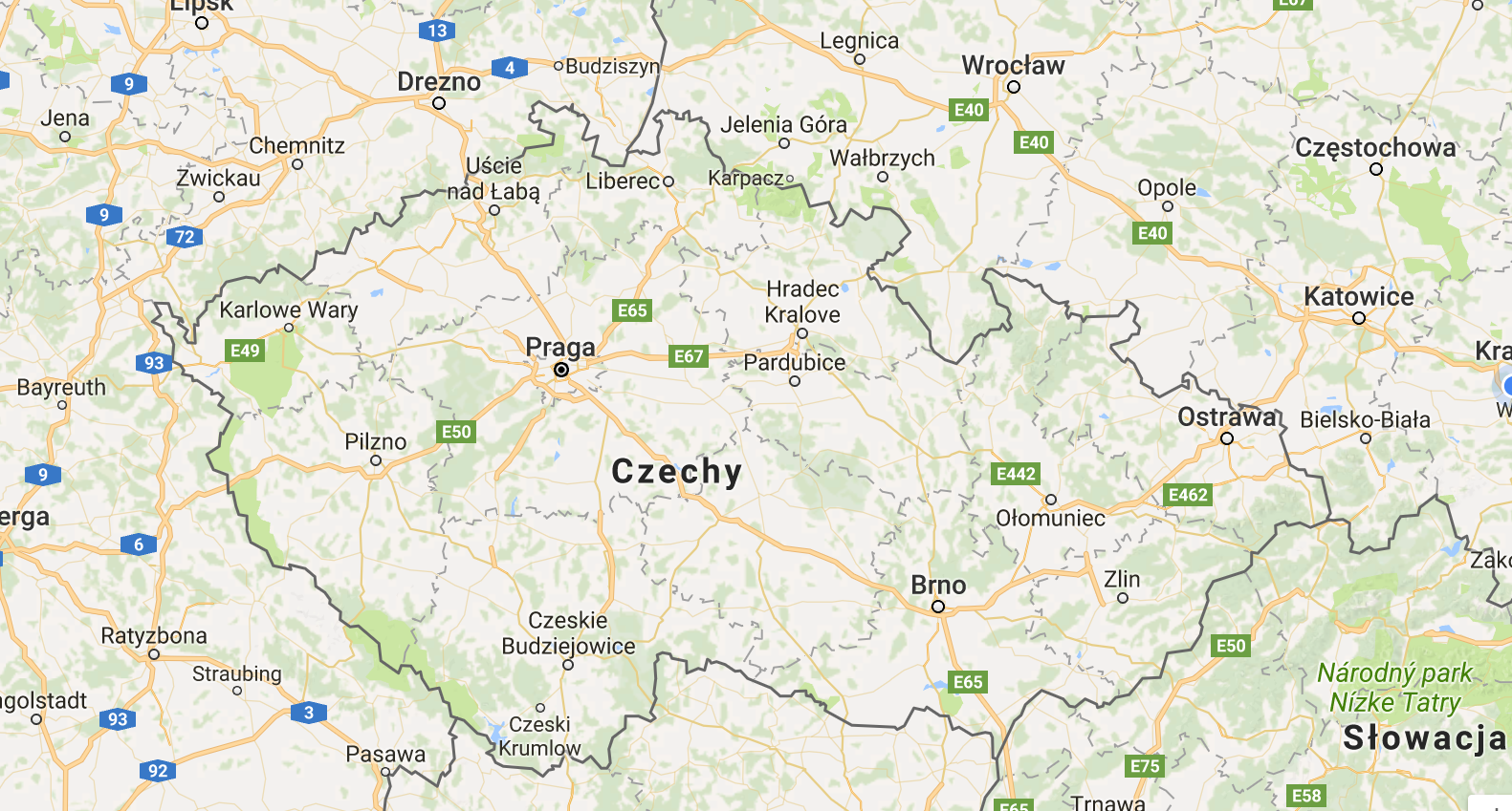 Czechy Mapa Fizyczna